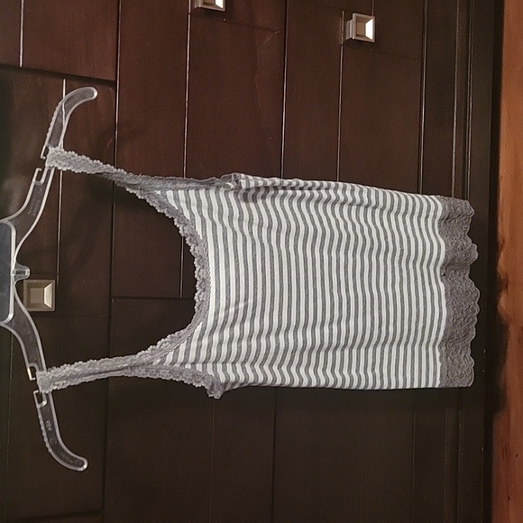 SO Tops - Gray and white striped tank top size large juniors